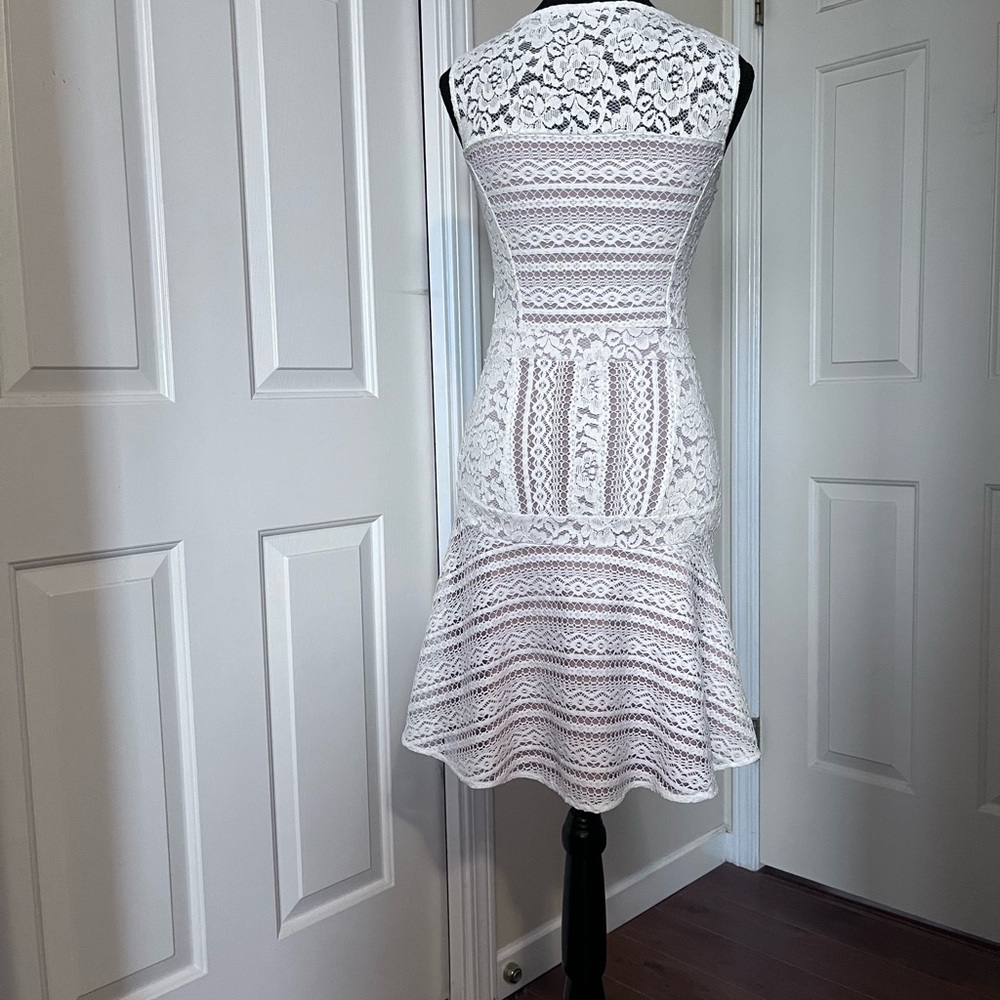 BCBGMaxAzria White Sheath Midi Dress Sleeveless Crew Neck - Picture 5 of 6
